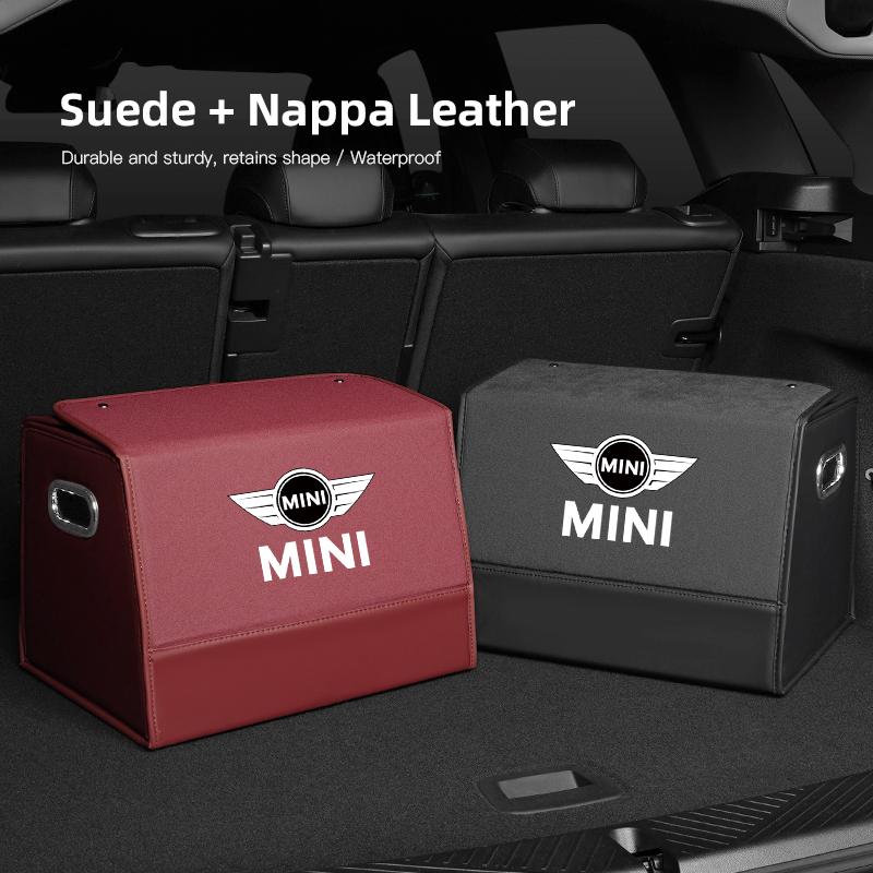 Car Mounted Large Capacity Foldable Suede Nappa Leather Trunk Storage Box For BMW Mini Works Cooper F54 F55 F56 F57 F60 R50 R52