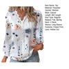 Top V Neck Lace Patchwork Flower Print Long Sleeve Loose Soft Colorfast