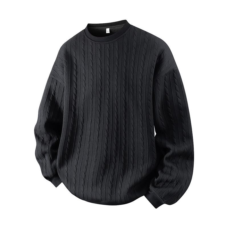 Men S Jacquard Crew Neck Loose Fit Casual Hoodie