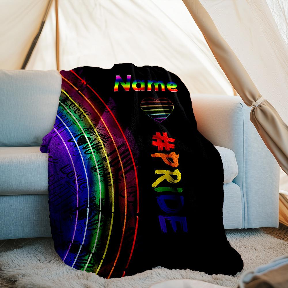 Pride Outdoor Customize Your Name Blanket Comfortable Soft Lightweight Allseason Multipurpose Blanket For Travel Camping Picnics Sofa Office Bed