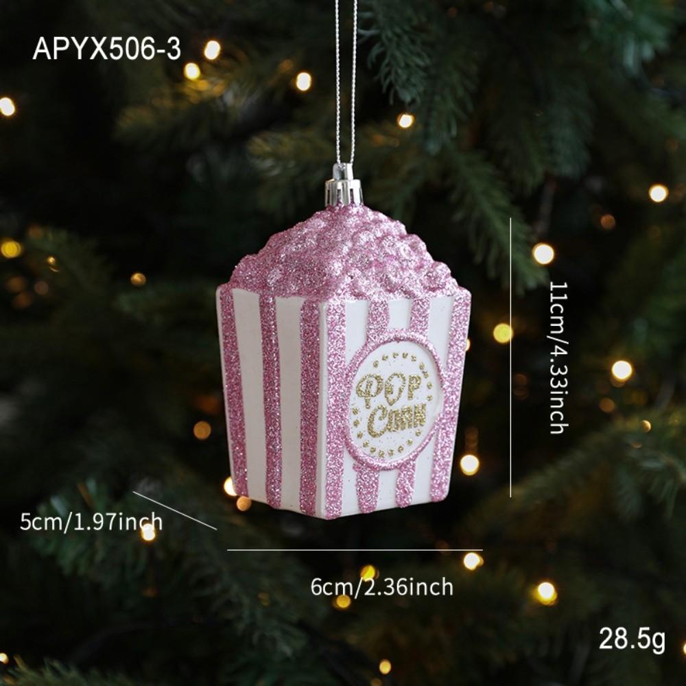 PVC Xmas Hanging Pendant Pop Corn 3D Pink Pendant New Style DIY Lollipop Ornaments  Holiday Decor