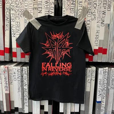 ГОРЯЧАЯ НОВИНКА Футболка с принтом группы Falling in Reverse Черная Свободная и дышащая Для мужчин и женщин одинаковая С круглым вырезом Хлопковая футболка