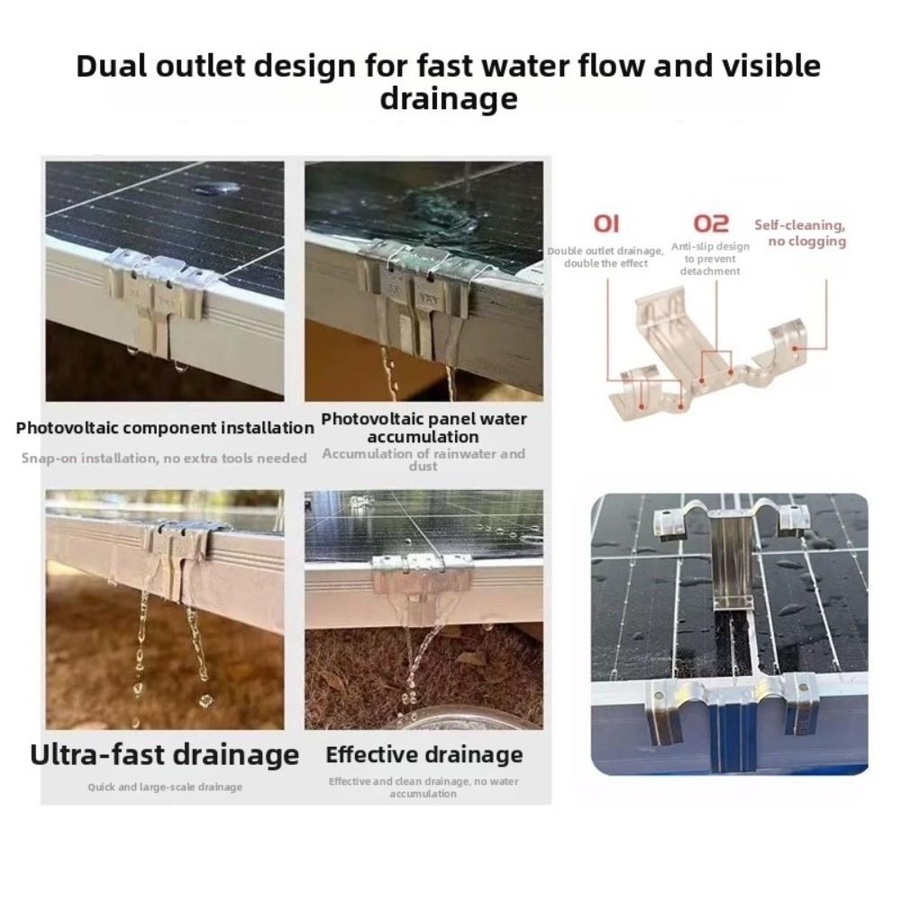 10Pcs Pack Stainless Steel Solar Panel Water Guide Clip Mud Drain Button Clip Roof Mounted Setup