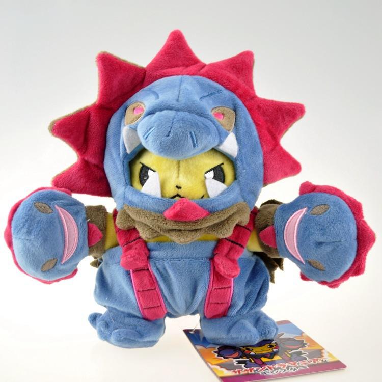 20cm small-sized transformable fire-breathing beast cape, three-headed dragon cape transformed into a plush doll
