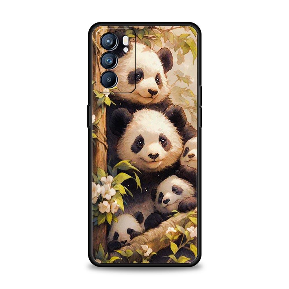 Чехол для телефона с пандами для Oppo Reno 13 12 11 10 7 F Find X5 X6 A98 A80 A79 A78 A57 A54 A31 A17 Pro 5G Мягкий ТПУ Чехол Fundas Сумки