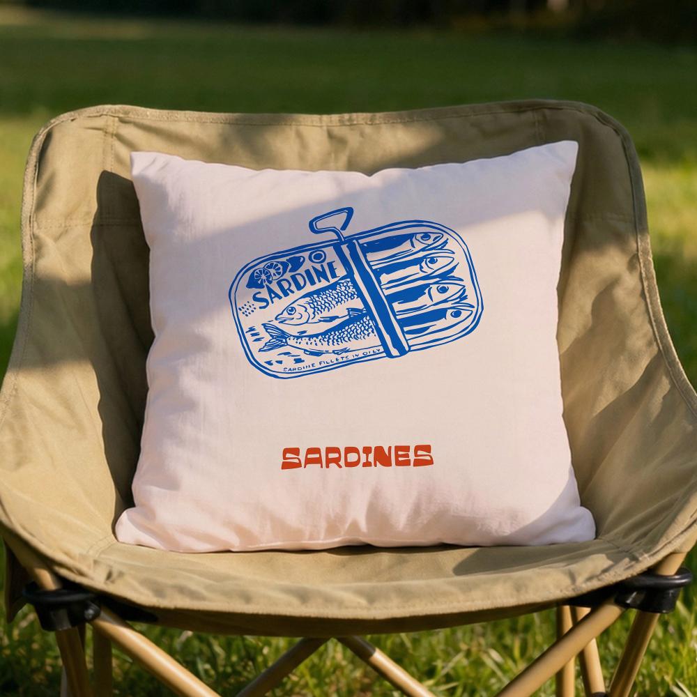 Sardines Art Cushion Cover Soft Reversible  Durable Pillow Cover  MultiScene Use for Home  Car Daily Comfort