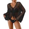 Sexy Hollow Perspective Shirt Knitted Vacation Beach Beach Seaside Long-sleeved Dress