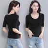 Women's Korean Style Summer T-Shirt - Solid Color, Mid-Sleeve, Loose Fit, 2022 Trend