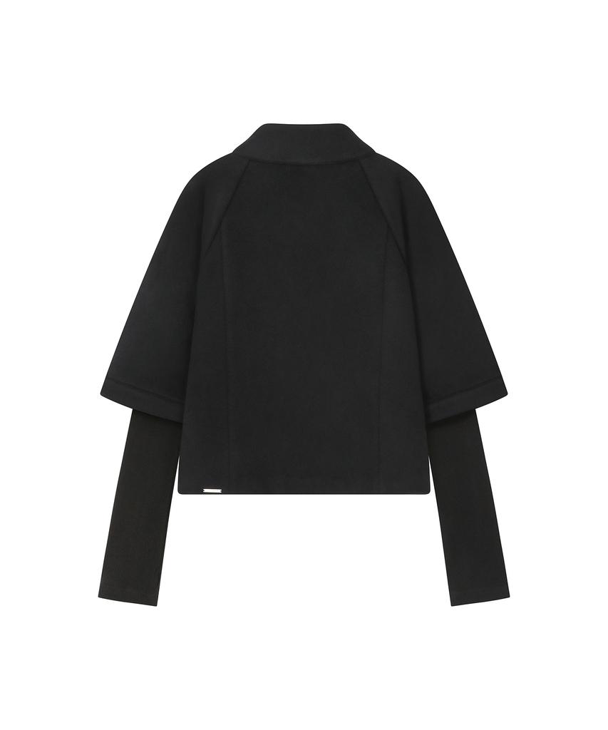 MISEKI SEOUL Double Button Layered Short Coat Black