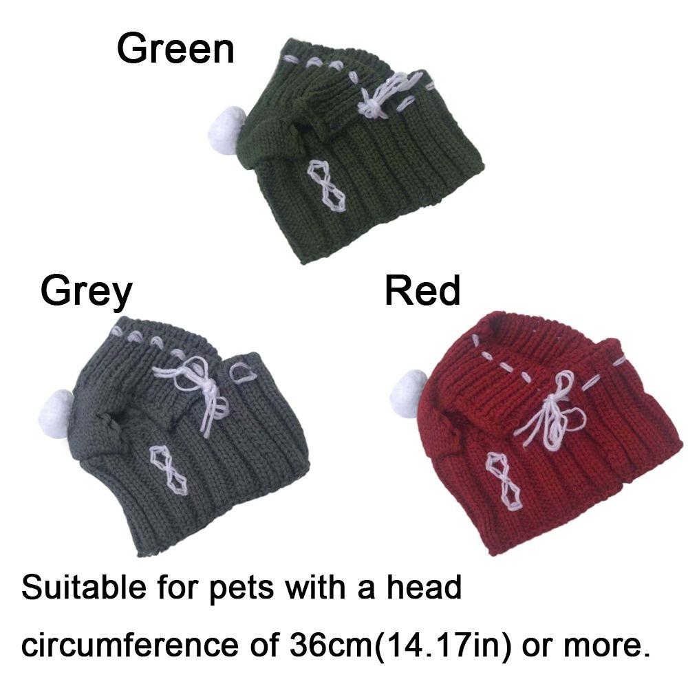 Шерстяная зимняя шапка для собак красного/зеленого/серого цвета, рождественские шапки для домашних животных, шапка для щенков с мячом для улицы