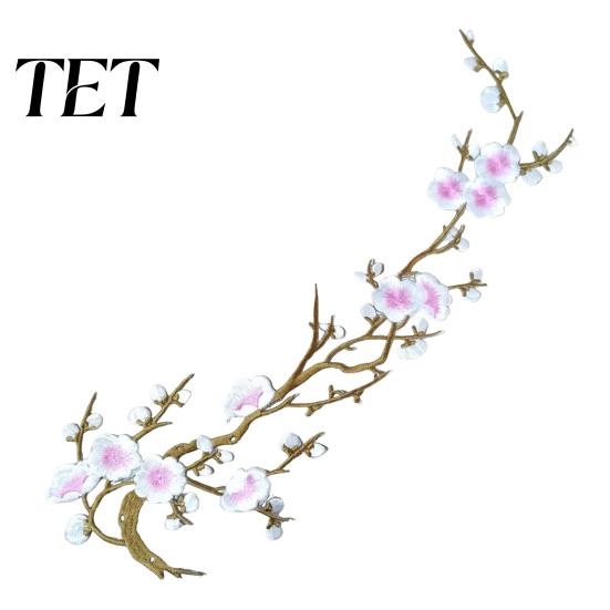 Floral Sewing Appliques for Bags Plum Blossom Patch, Embroidered Flower Patches, Iron on Clothing Backpacks Patches DIY Crafts Jackets, Repair
