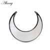 Alisouy 2PCS Stainless Steel Shell Moon Round Saddle Ear Tunnel Plugs Expander Stretcher Gauges Earrings Piercing Body Jewelry