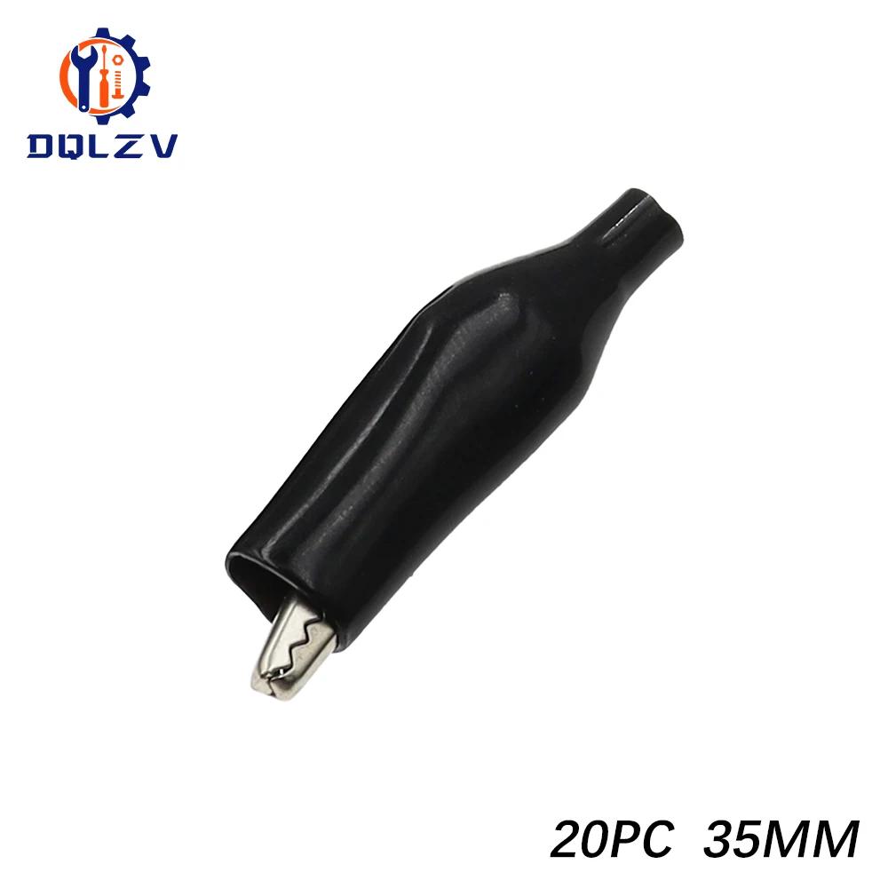 20PCS 28MM 35MM 45MM Metal Alligator Clip Crocodile Electrical Clamp Testing Probe Meter Black Red Plastic DIY Car Auto Battery