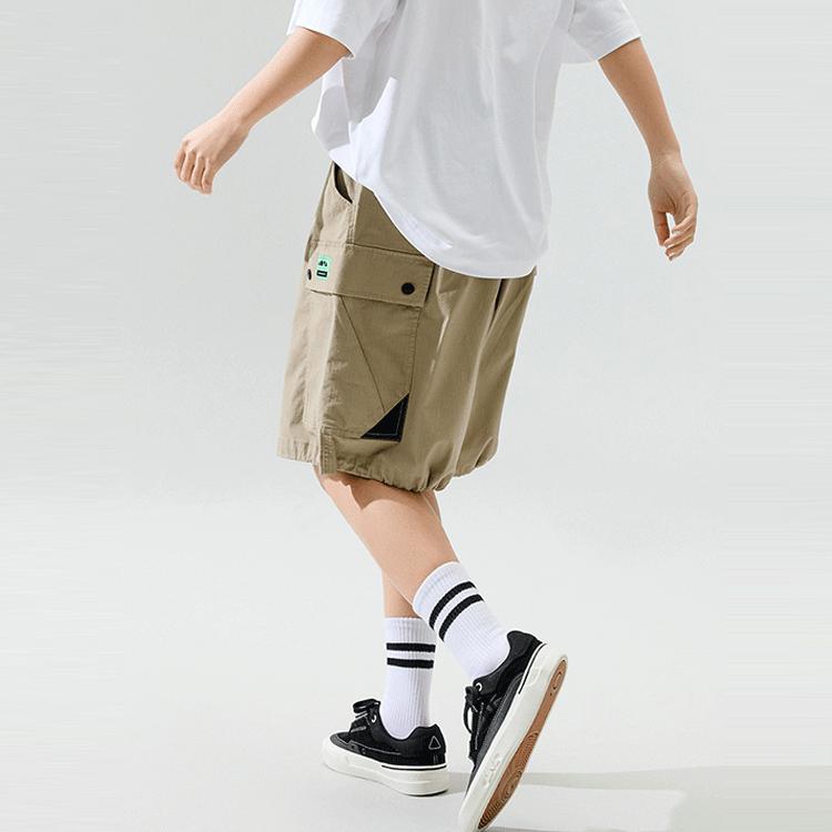 Anta Повседневные свободные шорты Pure Color с пятью точками, мужские штаны цвета хаки 172228502-1