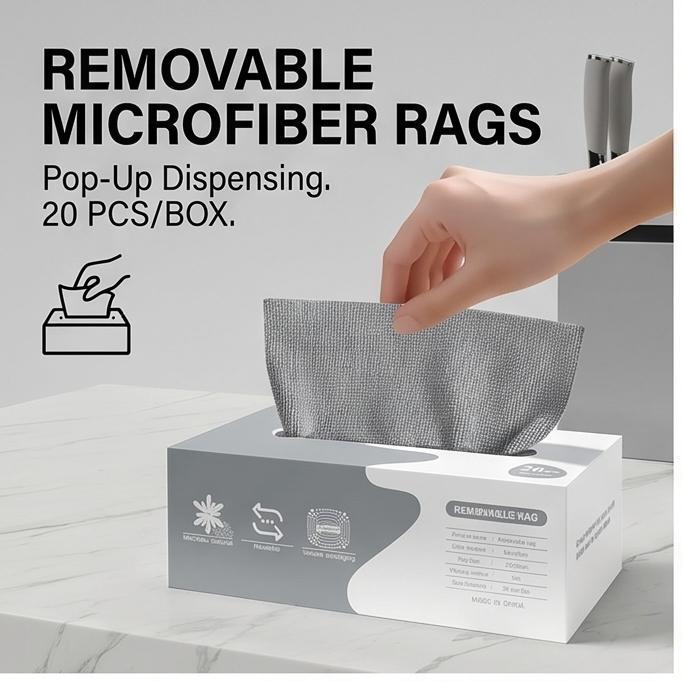 Convenient Absorbent Lint-Free Pull-Out Disposable Kitchen Cloth, Star Gray Washable Weekly Use for Dish Washing & Drawer Storage Daily Cleaning