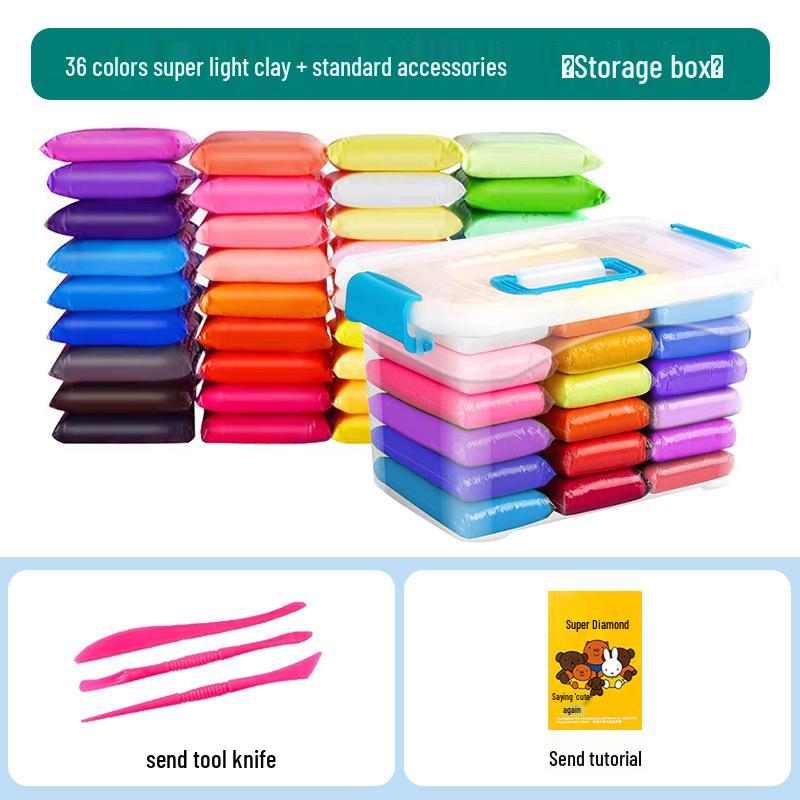 Super Light Clay: 12, 24, or 36 Color Sets for DIY Modeling, Eraser Clay, and Educational Space Clay