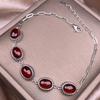 Sterling Garnet Bracelet Vintage Style Geometric Oval Design Minimalist Everyday Fashion Jewelry Women