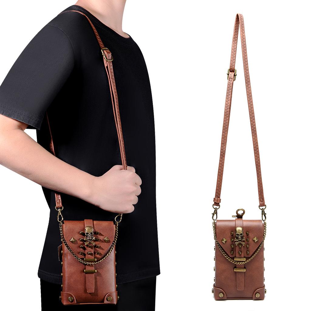 Средневековая ретро-сумка для пельменей из ПУ в стиле тяжелой промышленности, оригинальный женский кошелек на одно плечо для мобильного телефона и монет