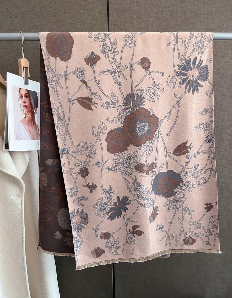 Winter Thickened Warm Scarf Floral Tassel Pashmina Shawl For Women Imitation Cashmere Warps Autumn Coldproof Windproof Blanket