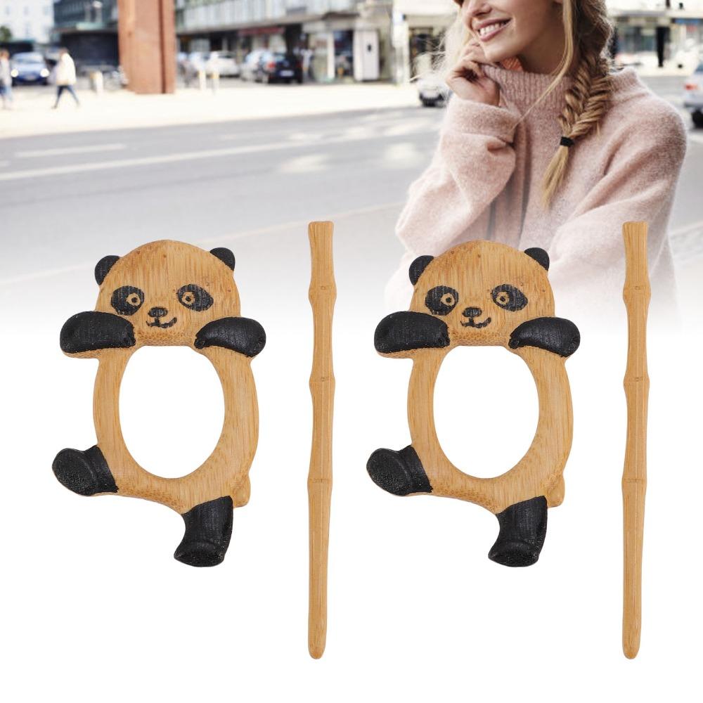2pcs Decorative Wooden Pin Handmade Shawl Pin Cute Wooden Brooch For Cardigan
