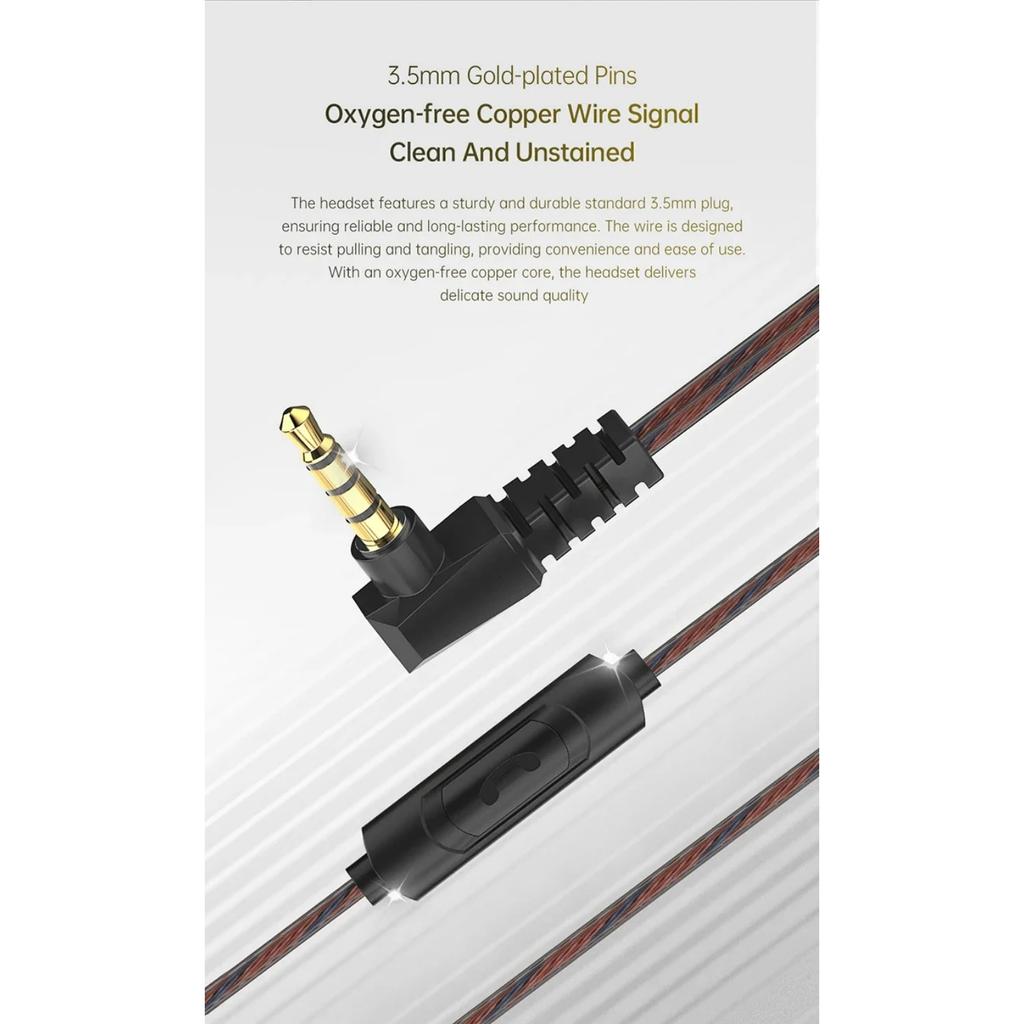 QKZ MDR Flat-Head Headphones 16MM Large Dynamic HIFI Bass Sport Earbuds Music Wired Earphones 3.5MM AUX Headset In Ear with Mic