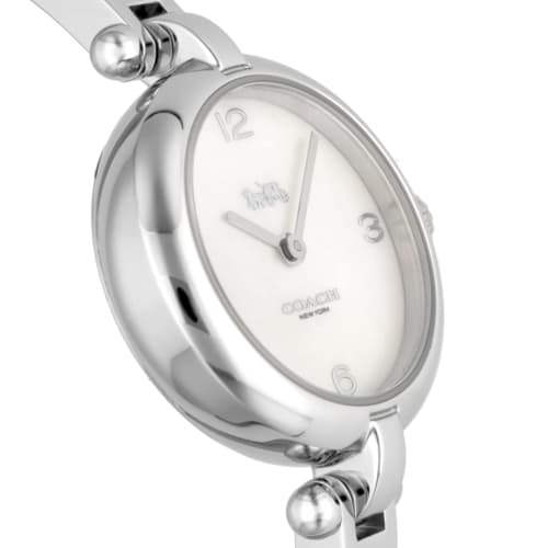 Coach CARY Kelly Watch, White Pearl Dial, Stainless Steel Quartz, 26mm, Women's, Silver, 14504005
