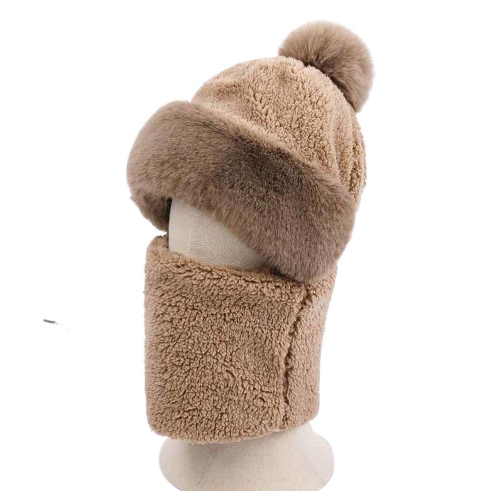 Cap Warmer Thicking Plush Bib Winter Solid Color Windproof Beanie Hat Bib Hat Hat Collar Plush Hat