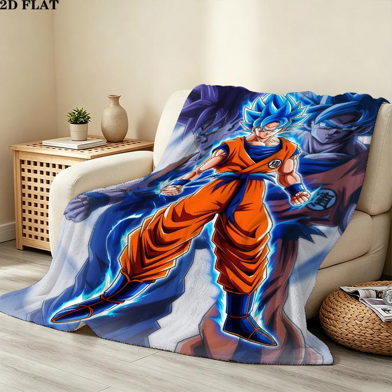 1PC Son Goku Patterned Flannel Blanket Suitable For All Seasons For Home Decor Warmth And Comfort Gifts Holiday Present