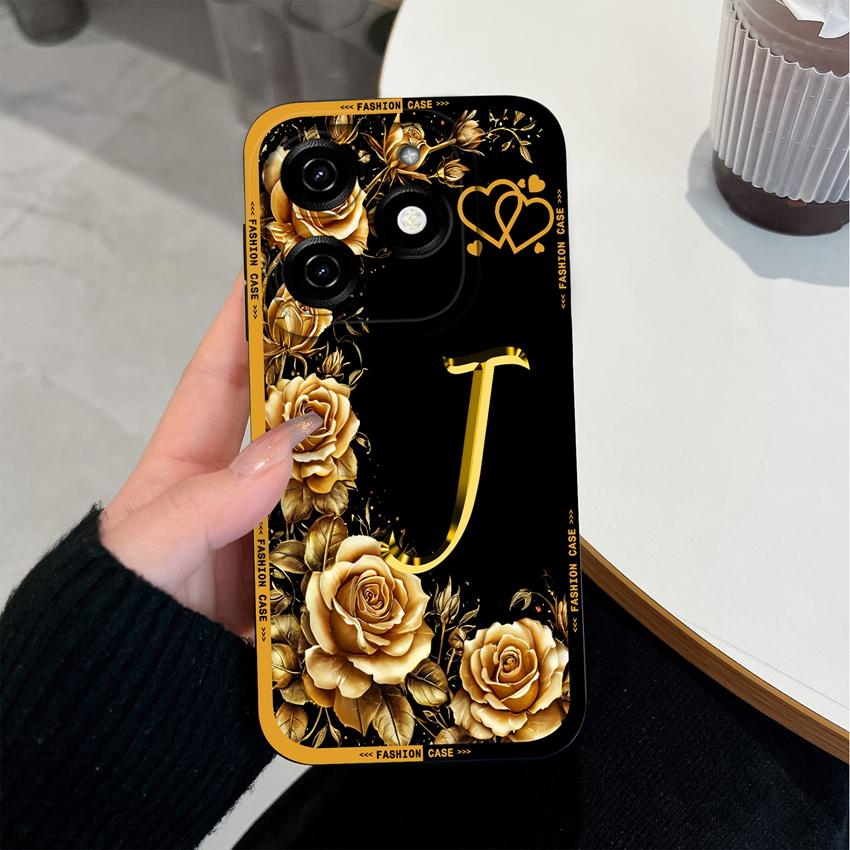 Чехол для телефона с начальными буквами A-Z для Tecno Spark 20 30 40 Pro Plus 20C 30C 40C Go 2024 2025 Бампер Матовый силиконовый Нескользящий Чехол для корпуса Tecno