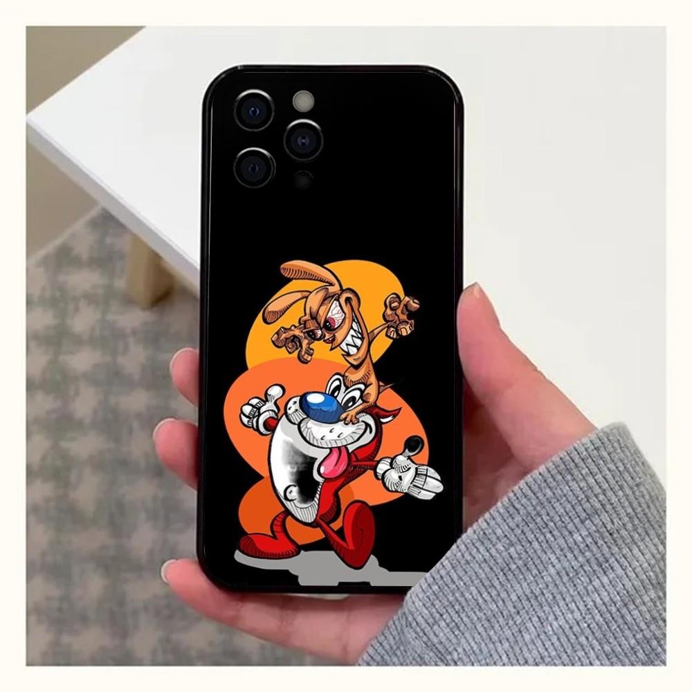 Чехол для телефона с аниме Рен и Стимпи для Apple iPhone 15,14,13,12,11,Pro,X,XS,Max,XR,Plus,Mini Мягкий черный чехол