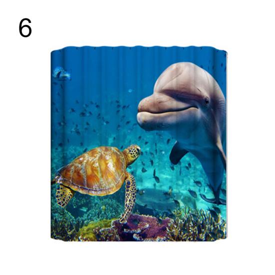 Yousheng Ocean Душевая занавеска с синим дельфином из полиэстера, плотная напечатанная душевая занавеска с крючками для ванной комнаты