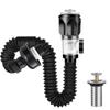 Press Type Washbasin Drain Fitting Siphon With Odor-Proof Downpipe And Anti-Insect Design Flexible Hose For 40-50mm Sink Holes