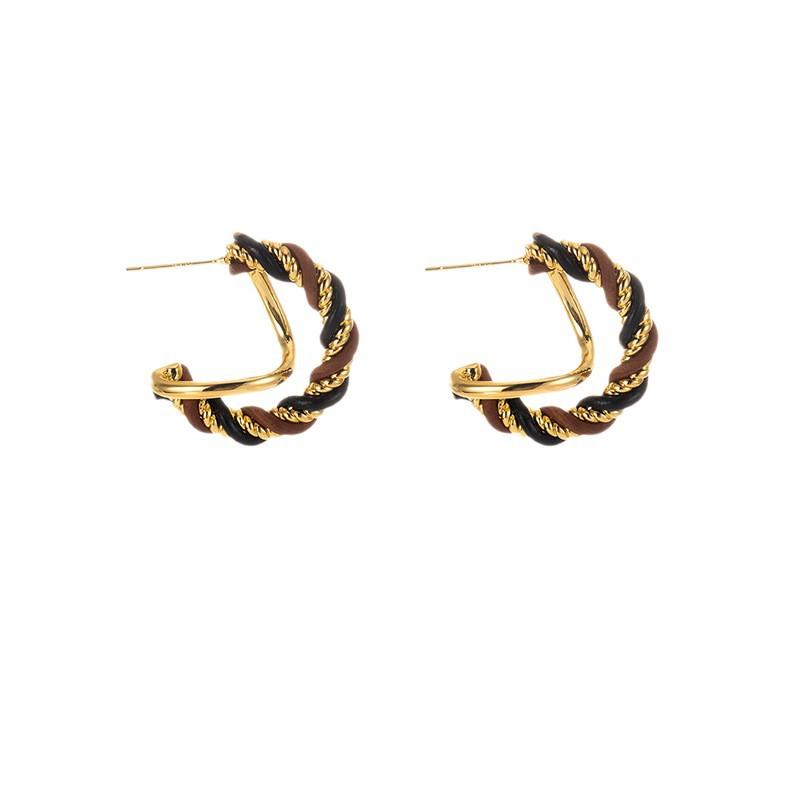 Metal twist hand-woven earrings, earrings, retro high-end fashion three-dimensional personality, unique light luxury commuter earrings