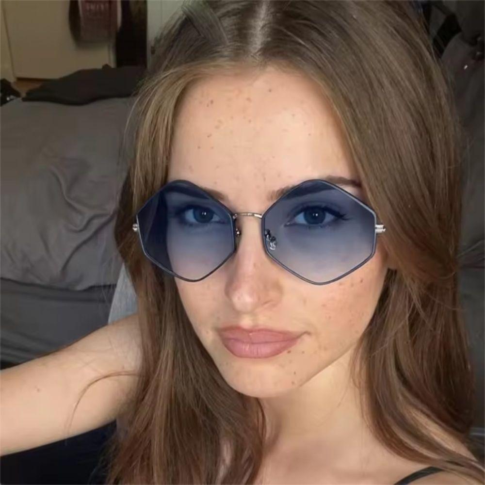 Metal Frame Polygon Sunglasses Y2K Shades Eyewear Personalized Sun Glasses  Photography