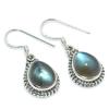 Natural Labradorite Gemstone 925 Solid Sterling Silver Gift Earring 1.25" Q8N21