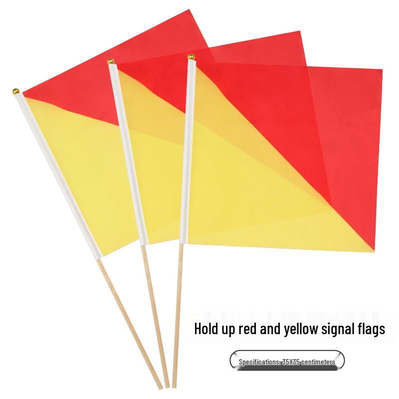 Marine Signal Flags Set: Red & Yellow Semaphore Training Flags for Military, College, or Exercise Use, Sized 20x30cm & 30x45cm
