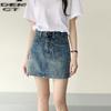 Youthful and Slimming Vintage Short Skirt A-line Casual Pockets Split Half-body Package Hip Ultra Short Skirt Ladies Summer Fashion Denim Short Skirt