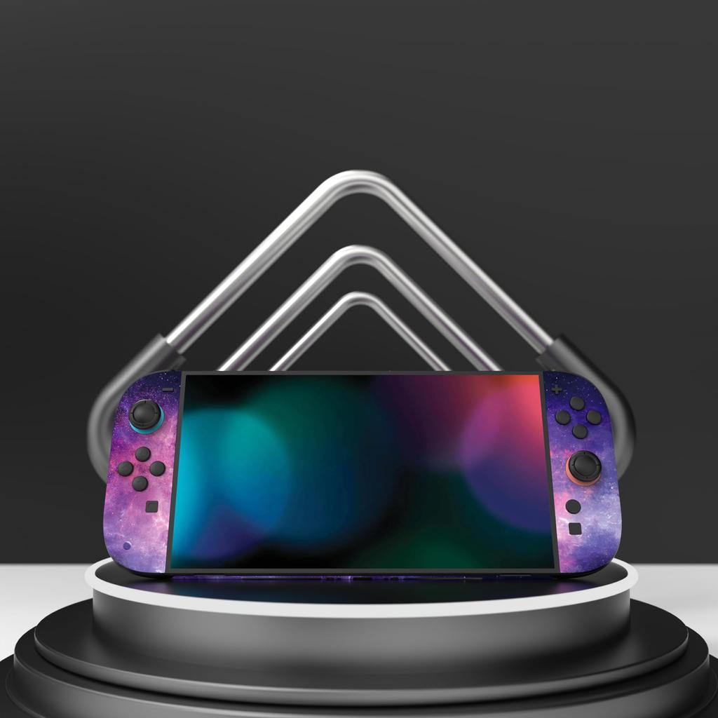 PlayVital Nintendo Switch 2 Console and Protective Sticker Set with Customizable Vinyl Dock Grip Stickers (2025) Joy-Con (2 Sets) Stickers, & [Nebula