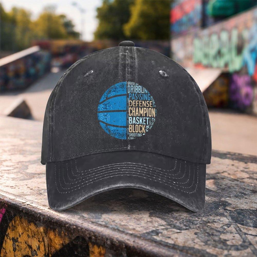 pc Casual Fashion Basketball Sports Pattern Printed Washed Baseball Cap Premium Versatile Outdoor Accessory Unisex Duckbill H