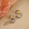 GEMCHIC Women's Stainless Steel Geometric Double Ring Earrings, 18K Gold Plated Color Block Fashion Jewelry