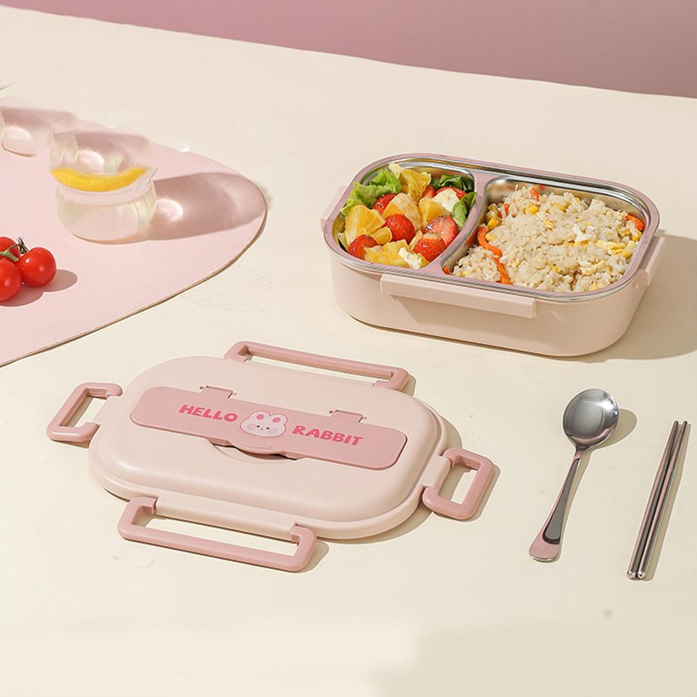 Stainless Steel Bento Box Microwave Safe 850/1500ml Leakproof Sealed Food Container Easy To Clean Rabbit 2/4/5 Grids for Lunch