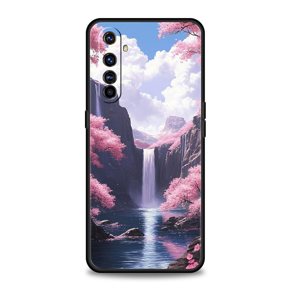 Розовый закат в горах Чехол для Realme C67 C63 C55 C53 C35 C25 C21 GT 2 3 5 6 10 11 12 13 Pro Plus 5G Мягкий ТПУ Чехол для телефона Fundas