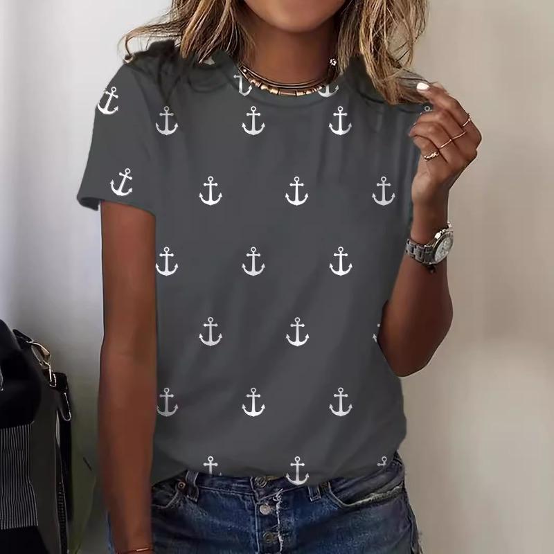 Летние женские элегантные футболки с короткими рукавами в стиле Харадзюку с принтом перевернутого крючка для поездок на работу
