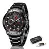 Мужские водонепроницаемые часы с хронографом, LIGE