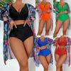 Mingyi 2024 High-End Multicolor Sexy Print Three-Piece Bikini Swimsuit for Women