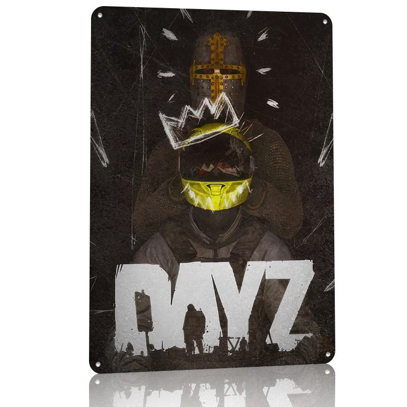 DayZ Game With Knight and Survivor Poster Customized Vintage Metal Signs Wall Art Retro Tin Plaque for Room Accessories House