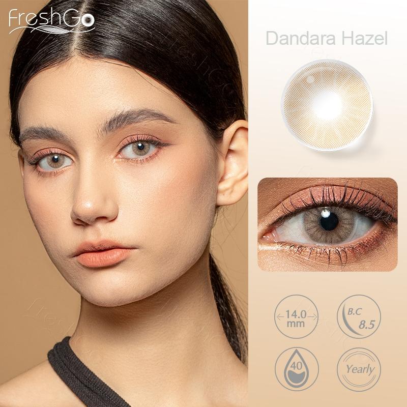 FreshGo Soft Color Contact Lens Gray Coloured Contact Lenses for Eyes Cosmetic Beautiy Pupils 1 Pair Yearly Contact Lenses