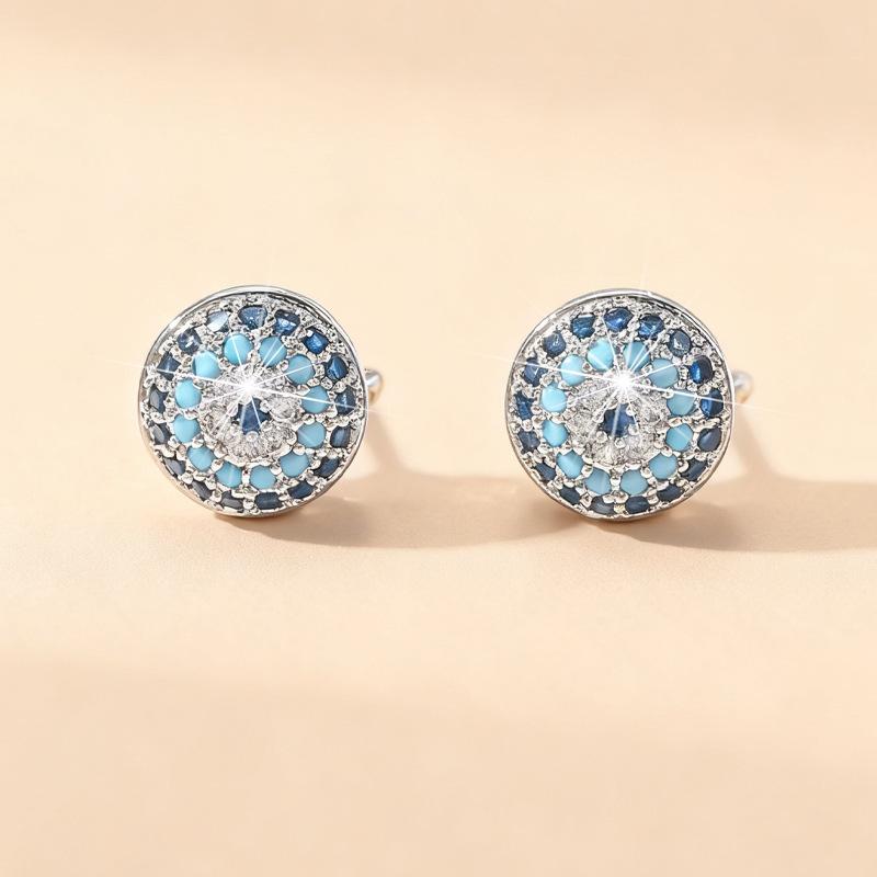 Evil Eye Micro Paved Zirconia Hoop Earrings For Women Minimalist Cool Niche Personality Temperament Jewelry