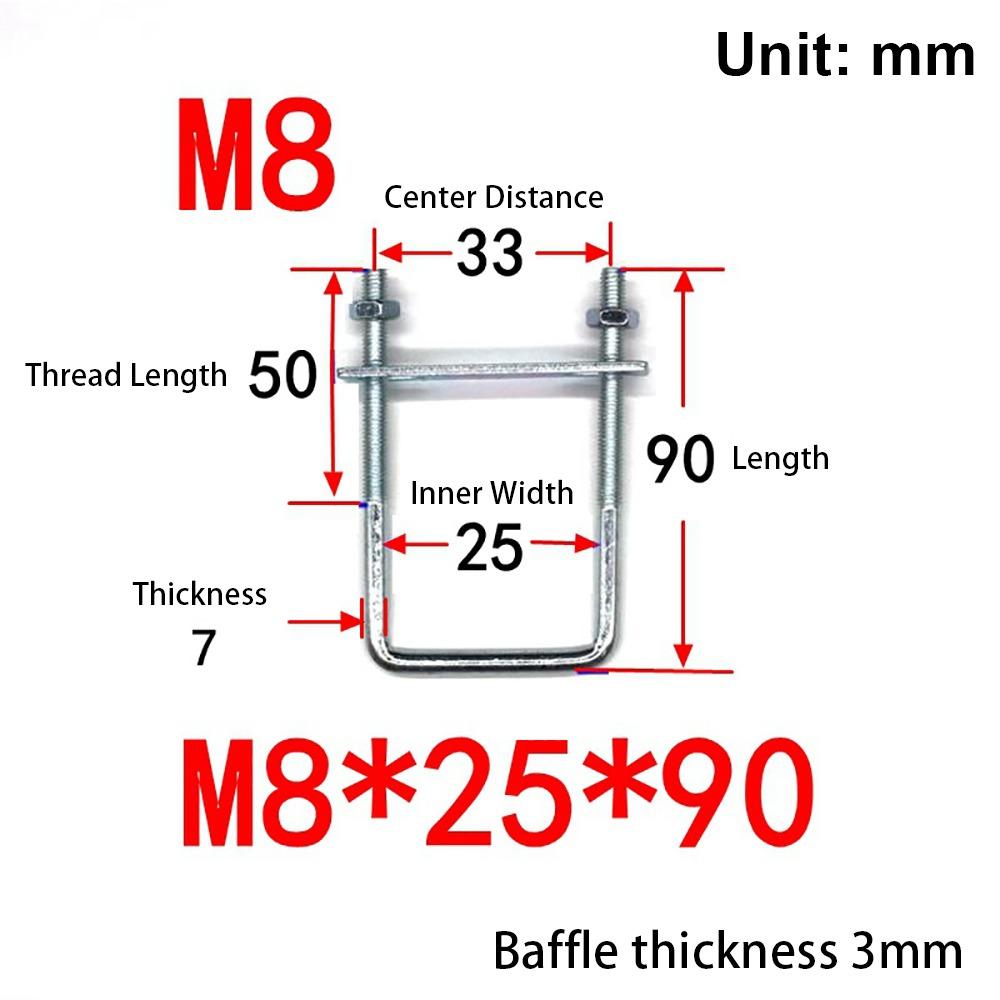 1 шт. с перегородкой U-образный хомут Оцинкованная углеродистая сталь Q235 Квадратный болт для квадратной трубы
