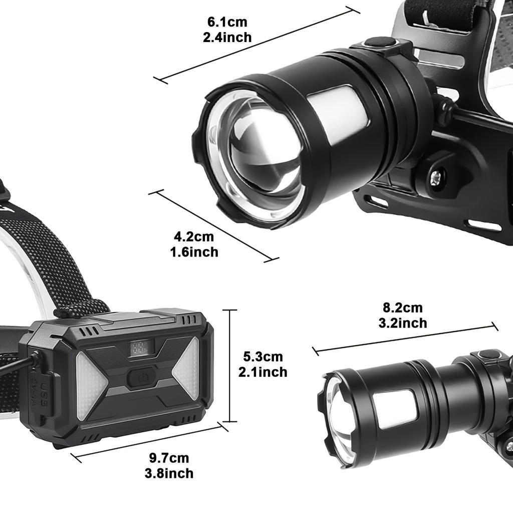 Super Powerful Headlamp 18650 Rechargeable High Power LED Head Flashlight Fishing Head Lantern Professional Front Light